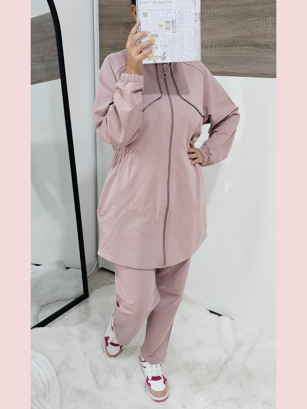 Casual High Neck Zipper Jacket Tracksuit