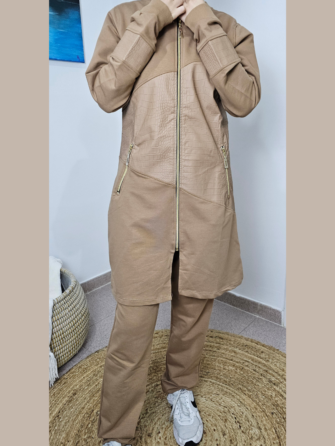 Crocodile Texture Leather /Cotton Tracksuit