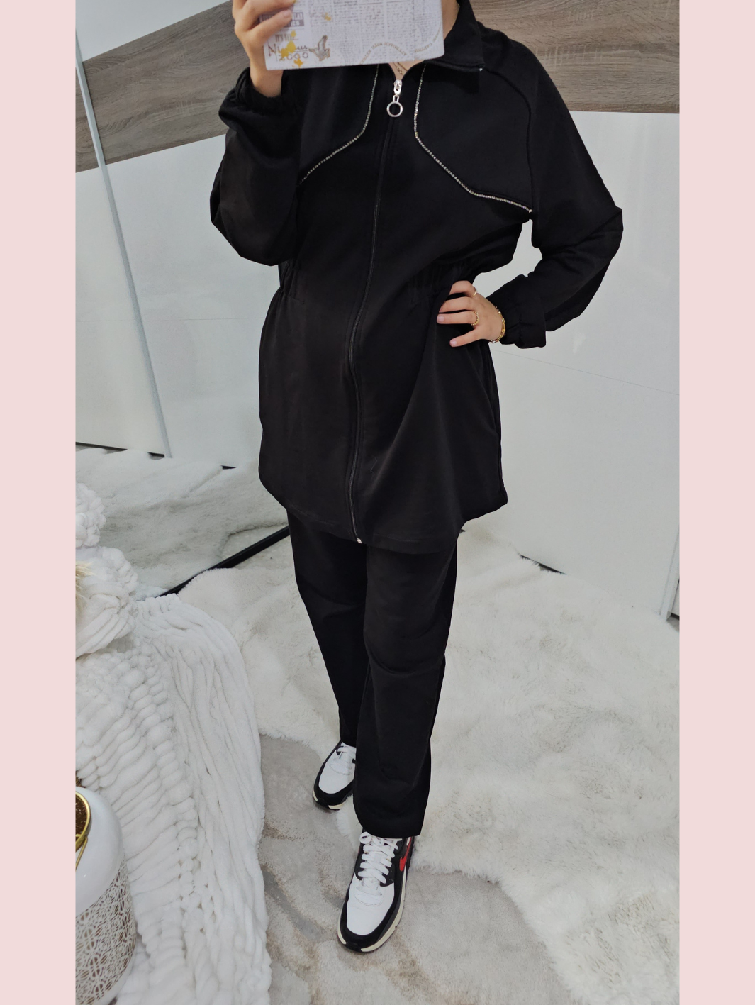 Casual High Neck Zipper Jacket Tracksuit